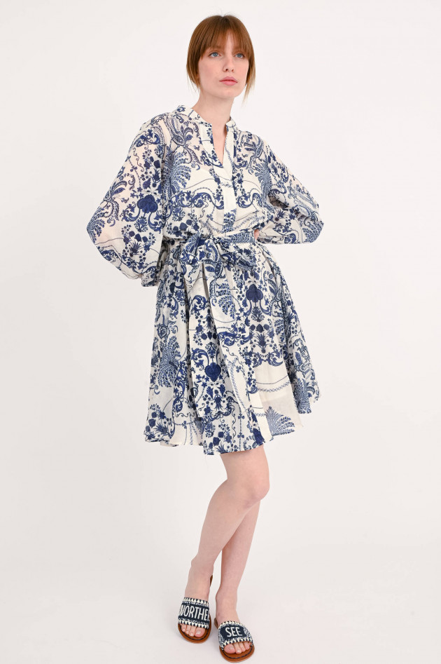 Devotion Twins Mini-Kleid MEGAN gemustert in Blau/Weiß