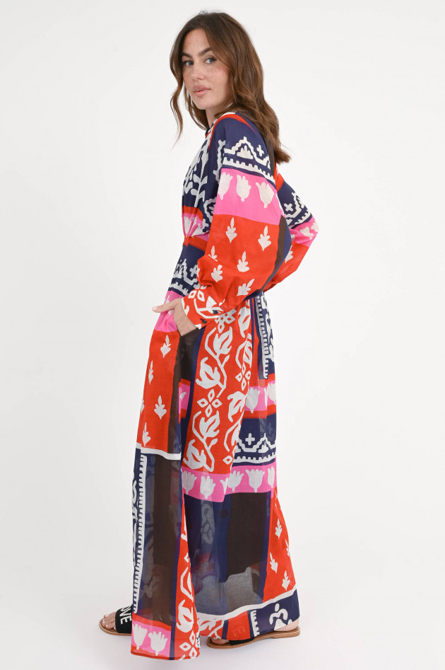 Devotion Twins Gemustertes Maxi-Kleid in Blau/Rot/Pink