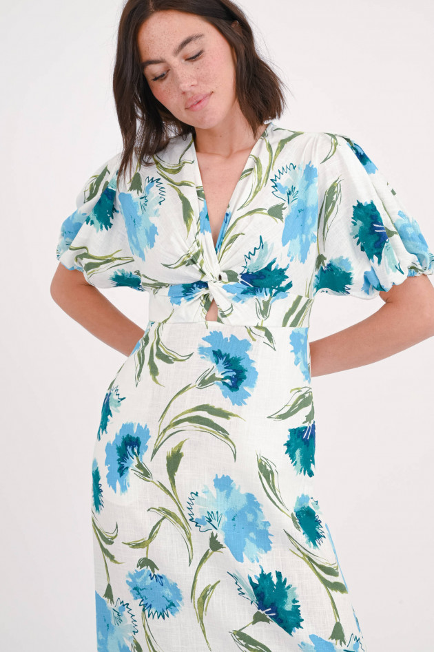 Diane von Fürstenberg Kleid MAJORIE mit Blumenprint in Natur/Blau/Grün