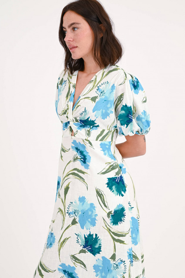 Diane von Fürstenberg Kleid MAJORIE mit Blumenprint in Natur/Blau/Grün