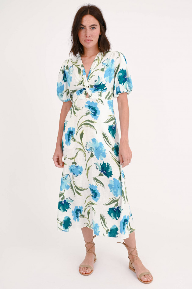 Diane von Fürstenberg Kleid MAJORIE mit Blumenprint in Natur/Blau/Grün