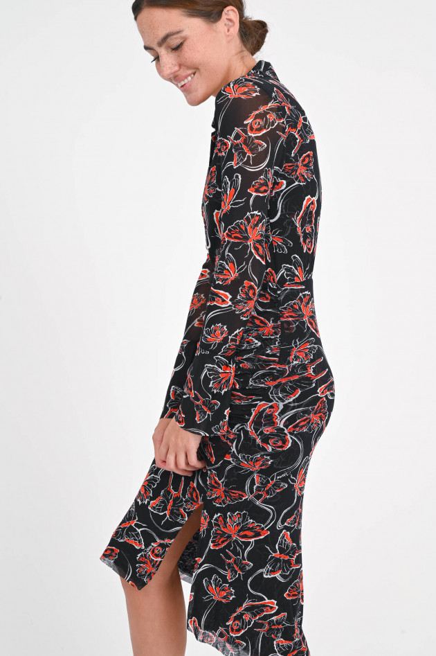 Diane von Fürstenberg Gerafftes Kleid LILLY in Schwarz/Rot/Weiß