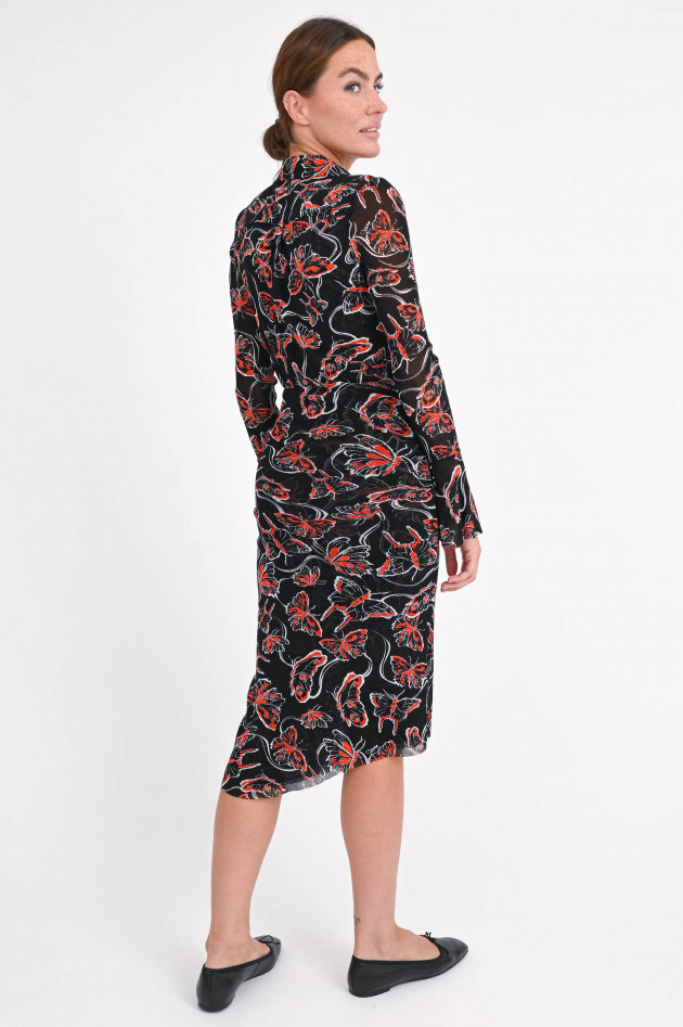 Diane von Fürstenberg Gerafftes Kleid LILLY in Schwarz/Rot/Weiß