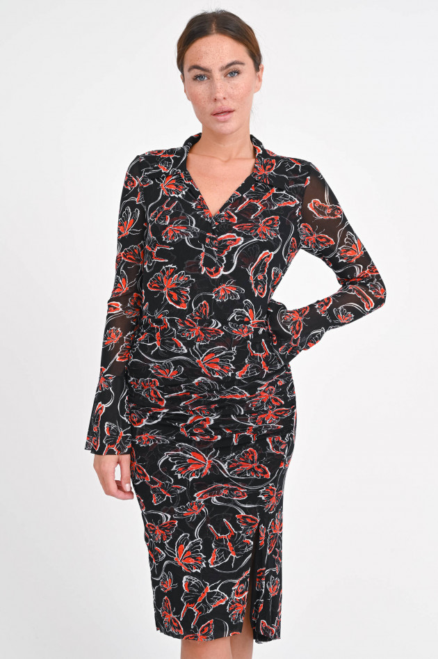 Diane von Fürstenberg Gerafftes Kleid LILLY in Schwarz/Rot/Weiß