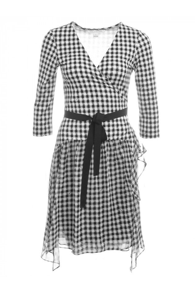 Diane von Fürstenberg Wickelkleid in Schwarz/Weiß kariert