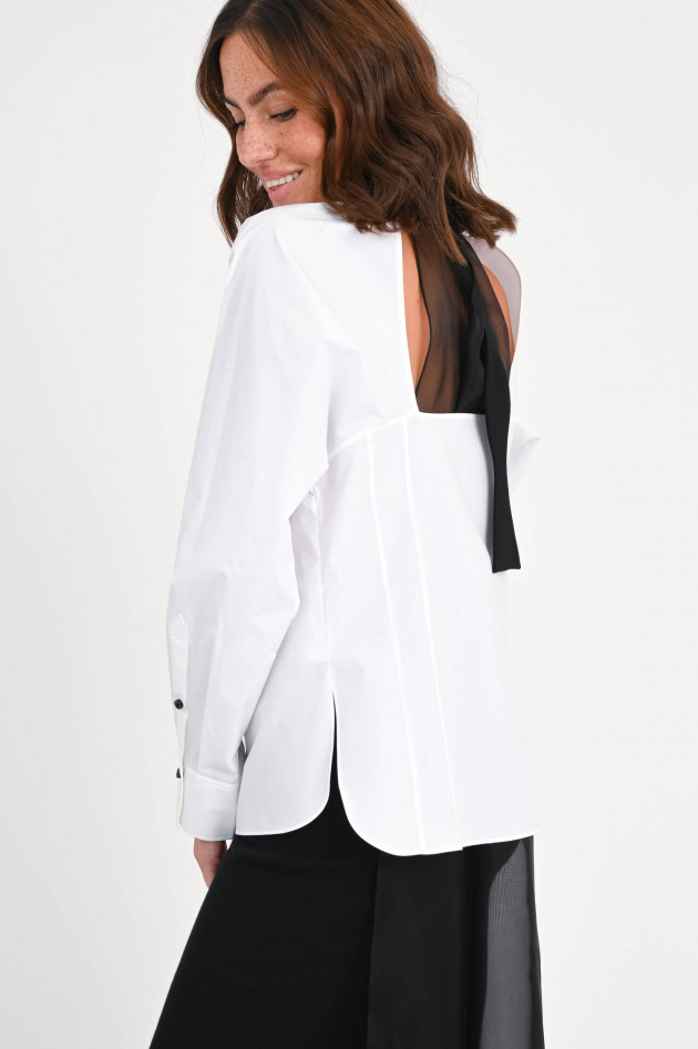 Dorothee Schumacher Offene Bluse mit Tafteinsatz in Weiß/Schwarz