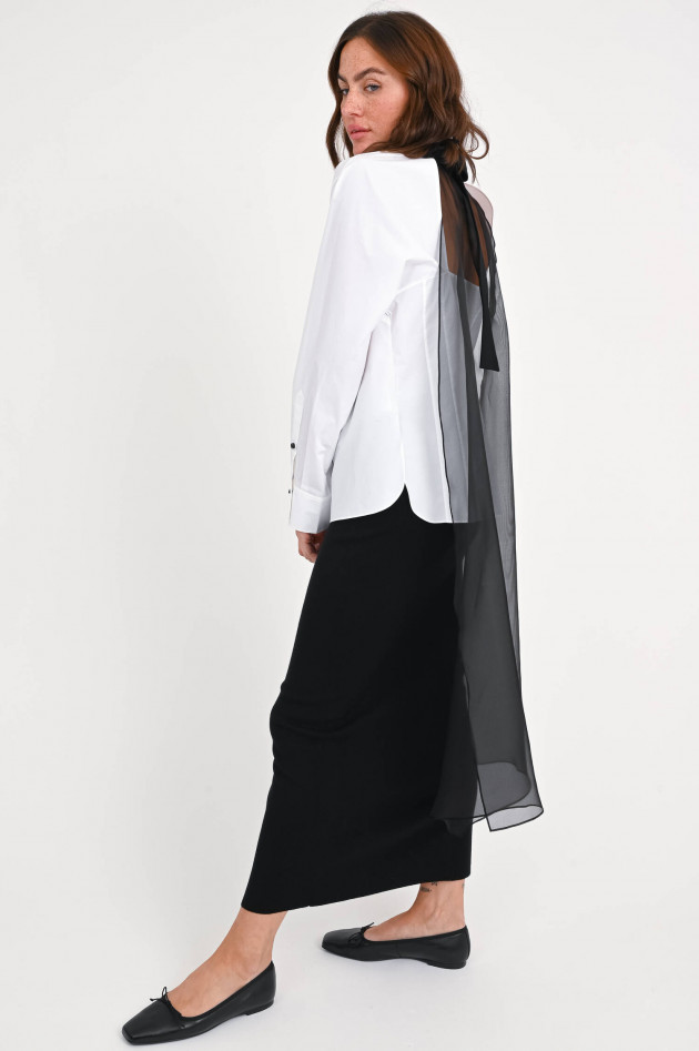 Dorothee Schumacher Offene Bluse mit Tafteinsatz in Weiß/Schwarz