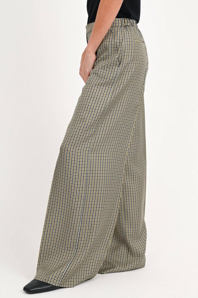 Dorothee Schumacher Seidenhose mit Karomuster in Oliv/Schwarz/Weiß