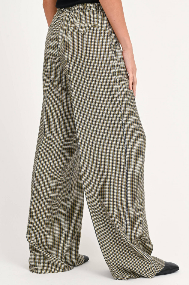 Dorothee Schumacher Seidenhose mit Karomuster in Oliv/Schwarz/Weiß