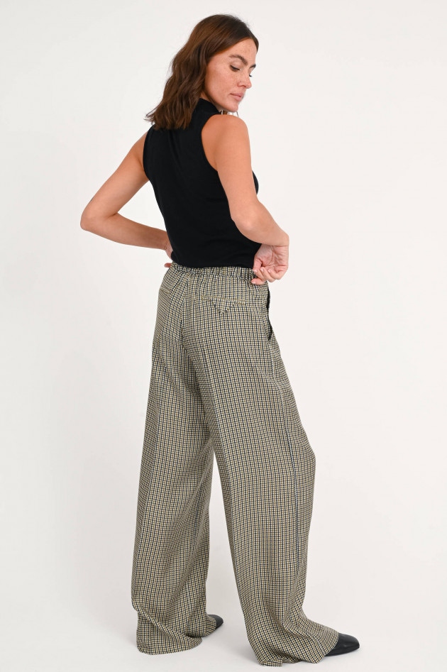 Dorothee Schumacher Seidenhose mit Karomuster in Oliv/Schwarz/Weiß