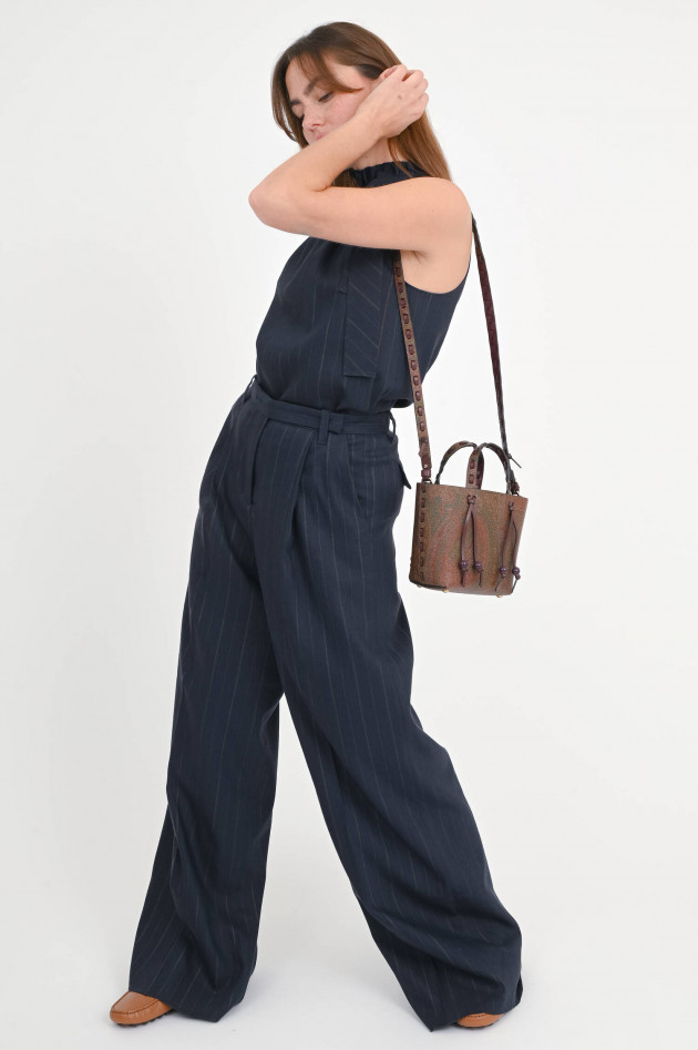 Dorothee Schumacher Wide-Leg Hose mit Nadelstreifen in Navy/Weiß
