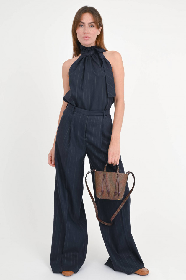 Dorothee Schumacher Wide-Leg Hose mit Nadelstreifen in Navy/Weiß