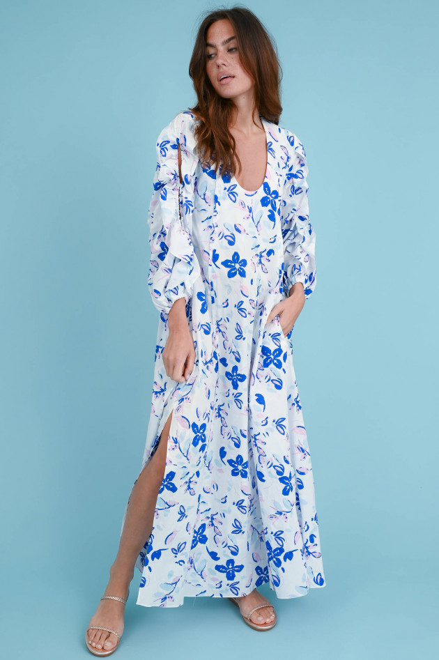 Dorothee Schumacher Maxi Kleid mit Flower-Print in Weiß/Blau/Rosa