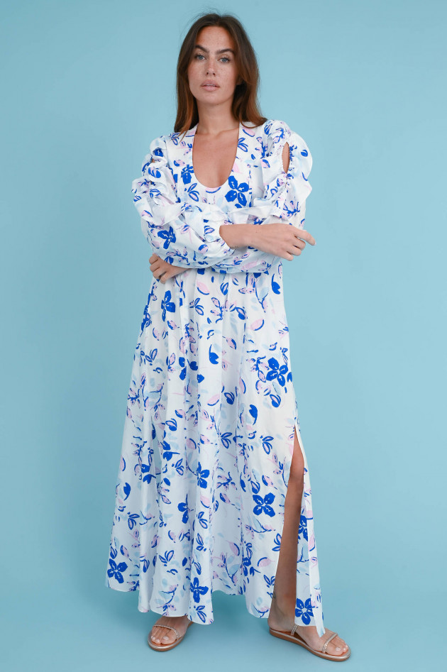 Dorothee Schumacher Maxi Kleid mit Flower-Print in Weiß/Blau/Rosa