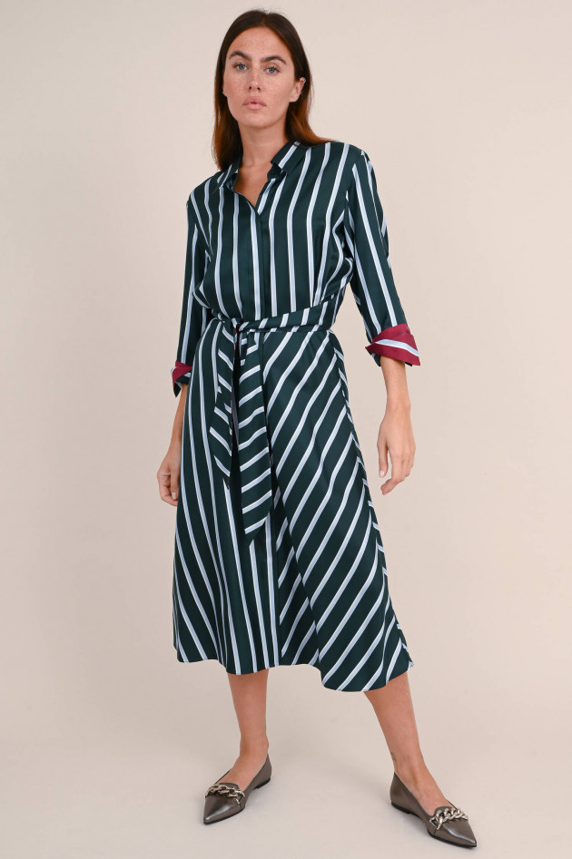 Dorothee Schumacher Seidenkleid mit Streifen in Dunkelgrün