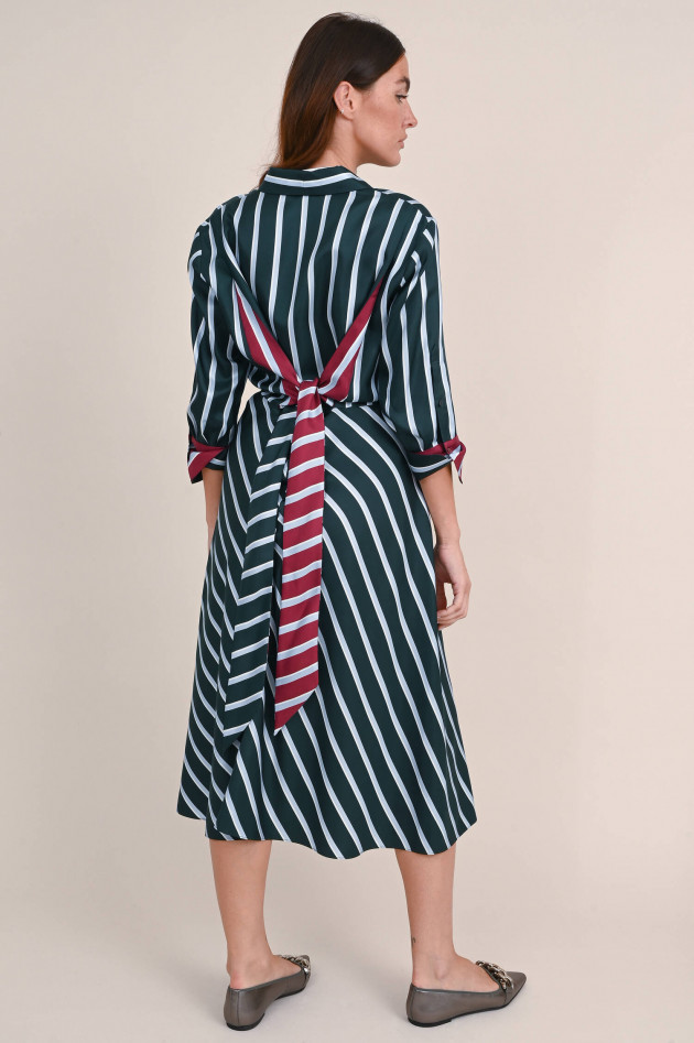 Dorothee Schumacher Seidenkleid mit Streifen in Dunkelgrün