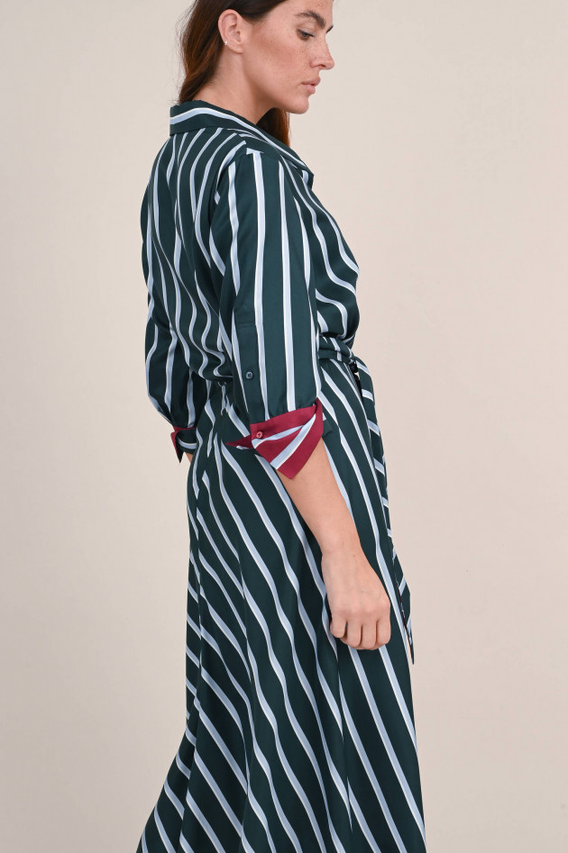Dorothee Schumacher Seidenkleid mit Streifen in Dunkelgrün