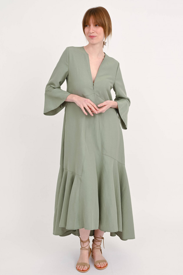Dorothee Schumacher Verspieltes Midi-Kleid in hellem Khaki