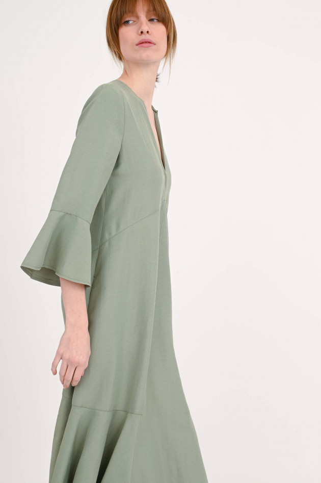 Dorothee Schumacher Verspieltes Midi-Kleid in hellem Khaki