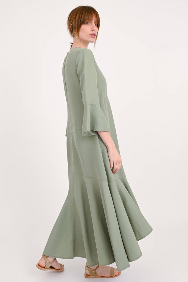 Dorothee Schumacher Verspieltes Midi-Kleid in hellem Khaki