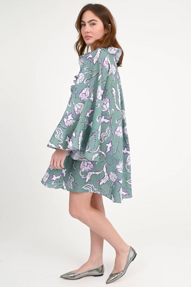 Dorothee Schumacher Mini-Kleid mit Volants in Grün/Lila gemustert