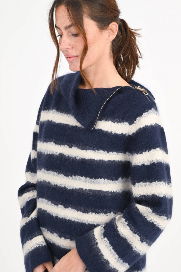 Dorothee Schumacher Rollkragenpullover mit Zip-Detail in Navy/Creme