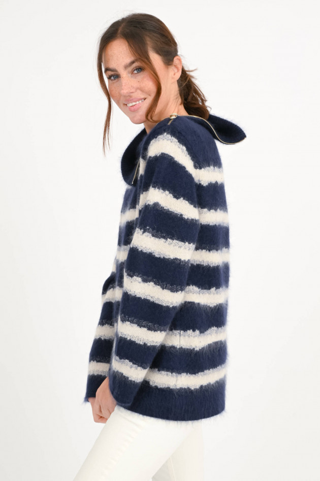 Dorothee Schumacher Rollkragenpullover mit Zip-Detail in Navy/Creme