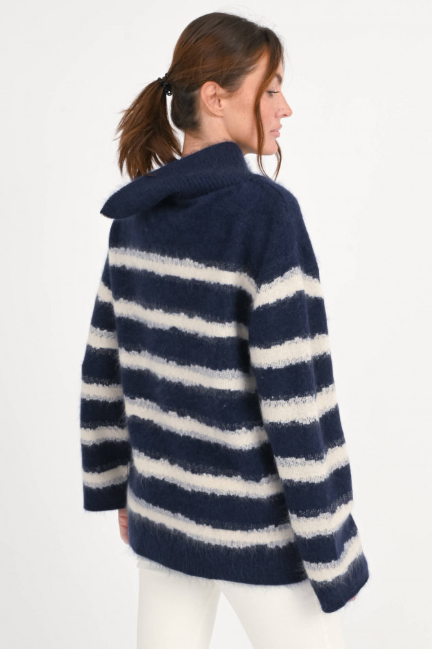 Dorothee Schumacher Rollkragenpullover mit Zip-Detail in Navy/Creme
