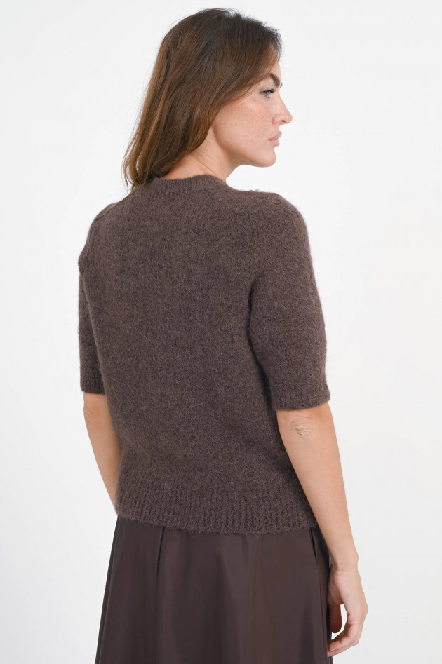 Dorothee Schumacher Kurzarm Pullover mit Perlen-Applikationen in Kakao
