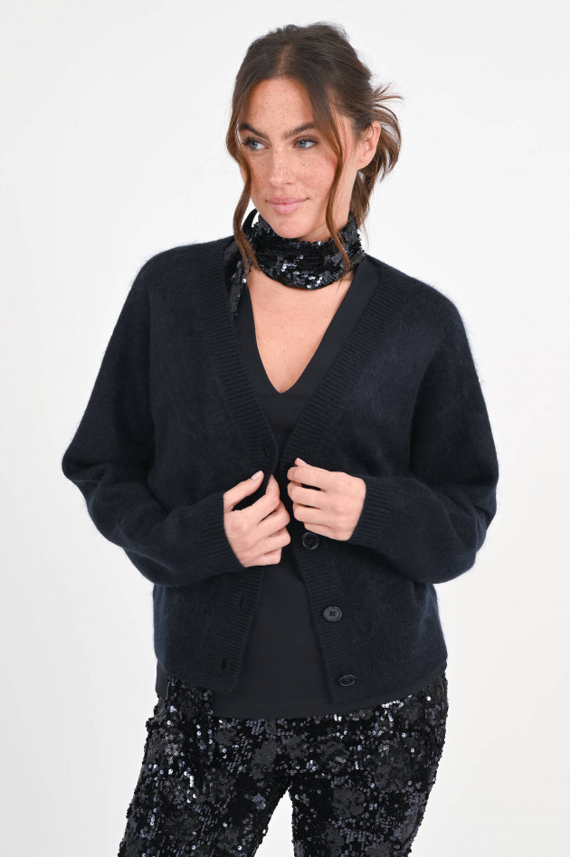 Dorothee Schumacher Strickweste aus Woll-Cashmere-Mix in Navy