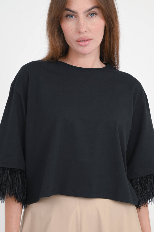 Dorothee Schumacher Oversize T-Shirt mit Feder-Details in Schwarz