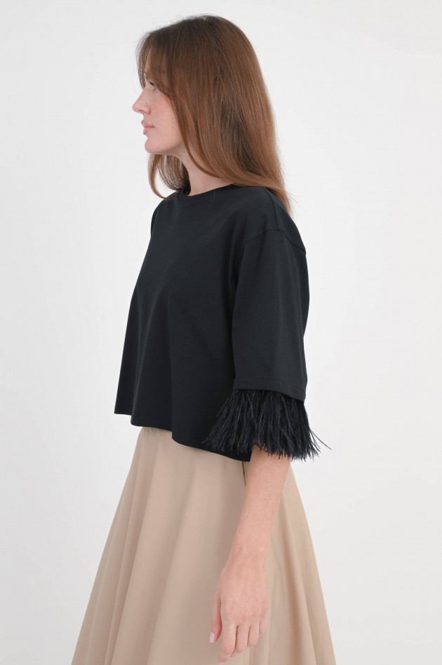Dorothee Schumacher Oversize T-Shirt mit Feder-Details in Schwarz