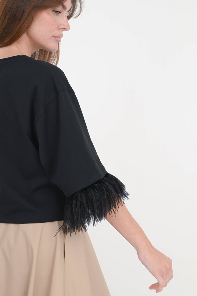 Dorothee Schumacher Oversize T-Shirt mit Feder-Details in Schwarz