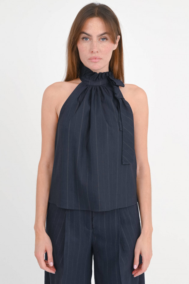 Dorothee Schumacher Neckholder-Top mit Nadelstreifen in Navy/Weiß