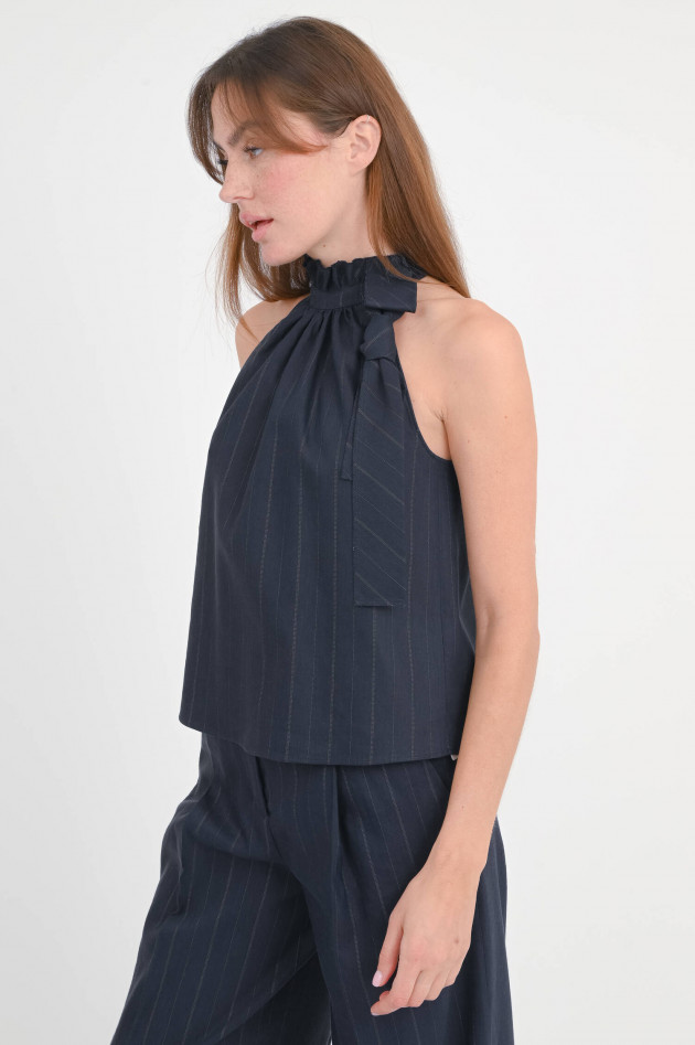 Dorothee Schumacher Neckholder-Top mit Nadelstreifen in Navy/Weiß