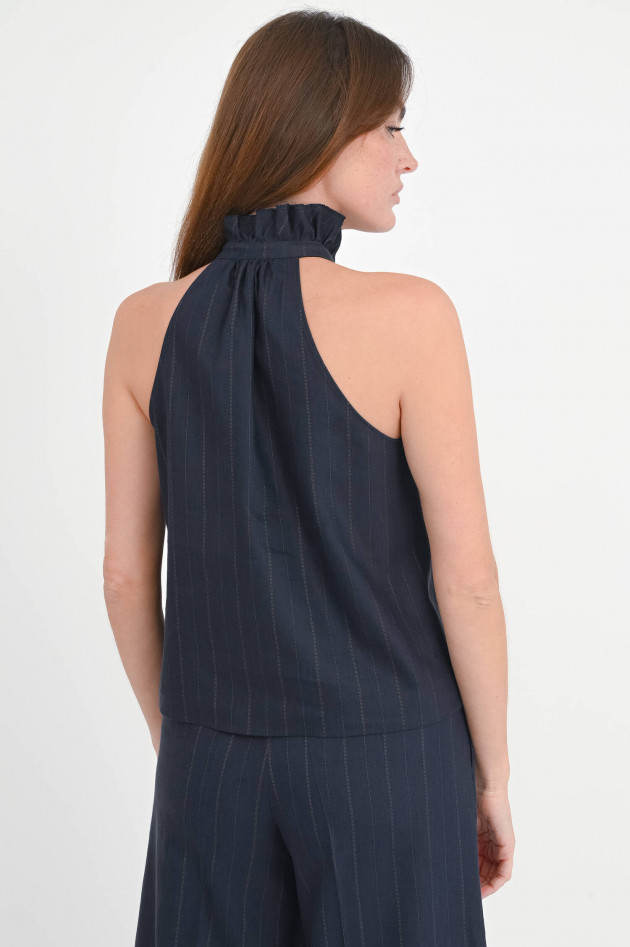 Dorothee Schumacher Neckholder-Top mit Nadelstreifen in Navy/Weiß