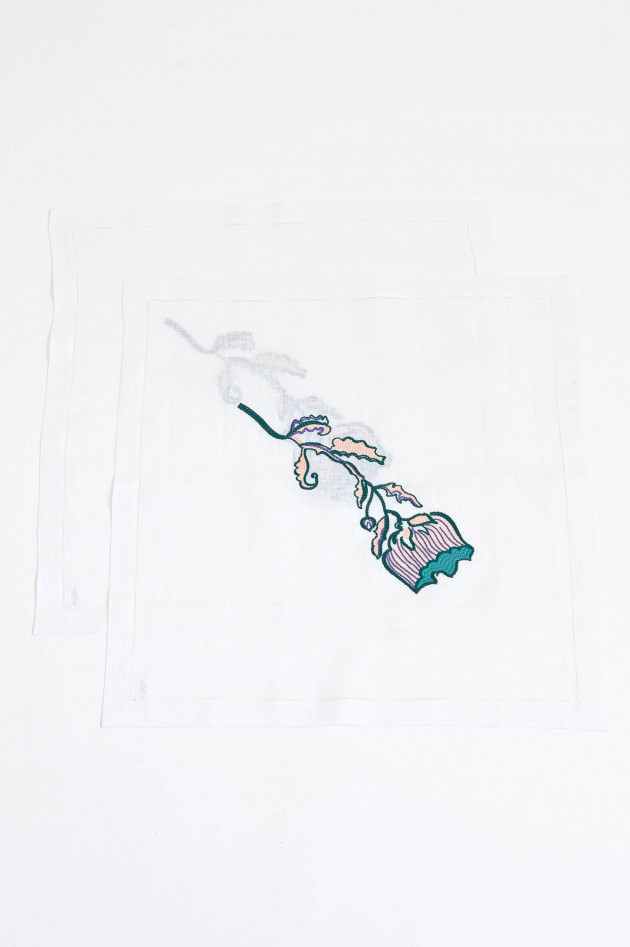 Dorothee Schumacher 2er Set Leinenserviette WICKED FLOWER in Weiß