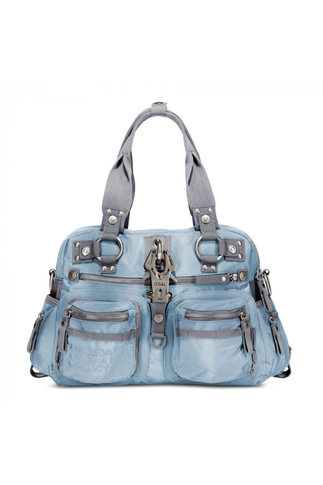 Nylonhandtasche Double B Blue Metallic