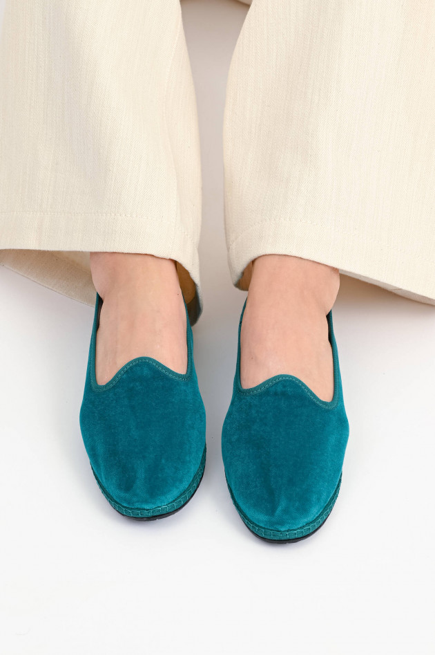 Drogheria Crivellini Samt-Loafer in Petrol
