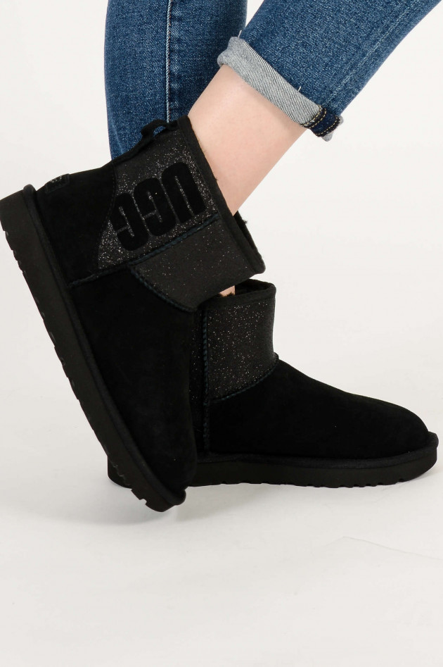 UGG Boots CLASSIC MINI LOGO SPARKLE in Schwarz