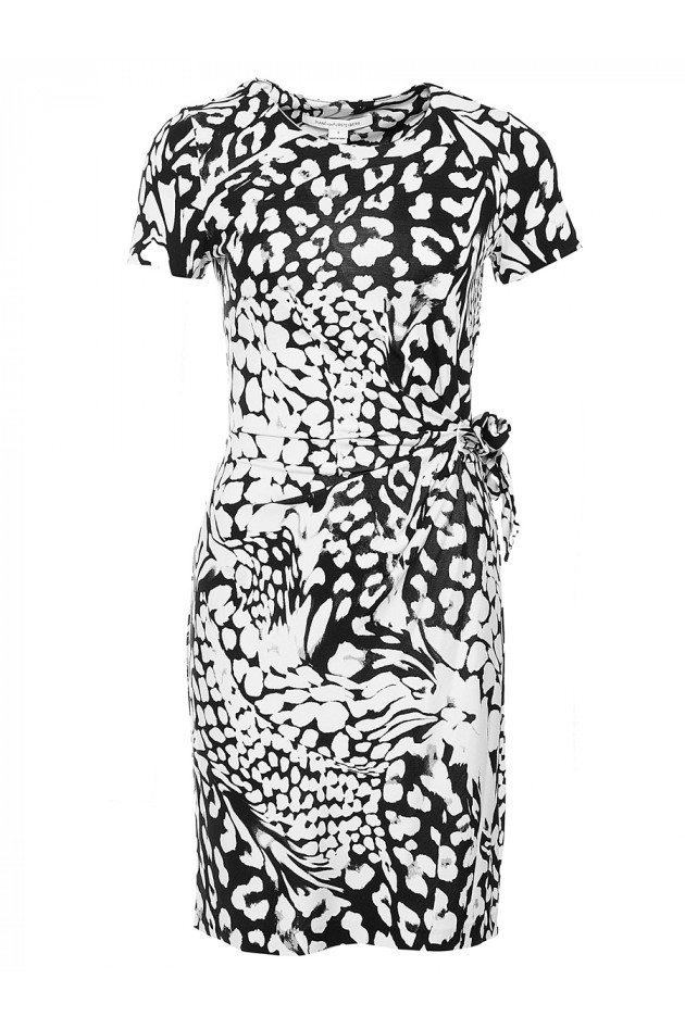 DVF Wickelkleid Feather Leopa Schwarz/Weiß