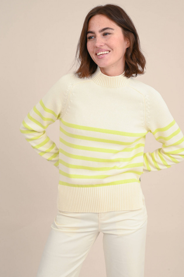 Ecoalf Gestreifter Pullover MOLIEALF in Natur/Limette