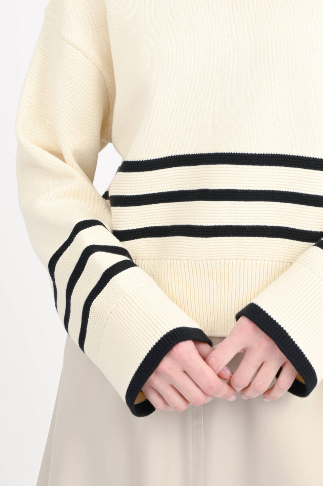 Ecoalf Baumwoll-Pullover LANY in Creme/Schwarz