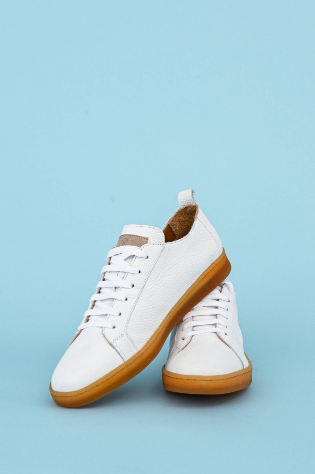 Elia Maurizi Leder-Sneaker mit Kautschuksohle in Weiß