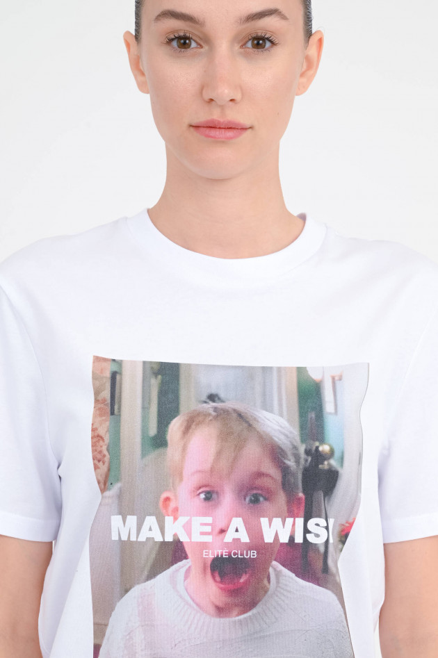 Elitè T-Shirt mit MAKE A WISH-Schriftzug in Weiß