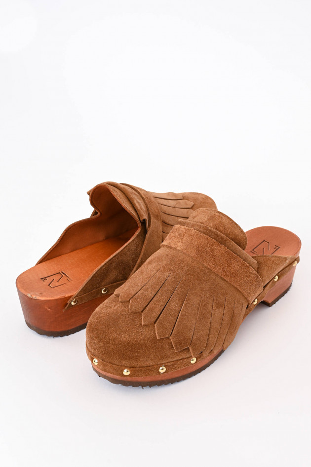 ennequadro Clogs aus Veloursleder in Braun