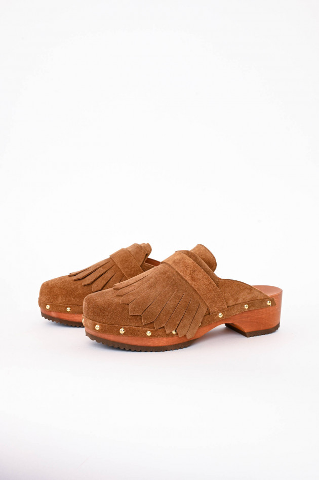 ennequadro Clogs aus Veloursleder in Braun