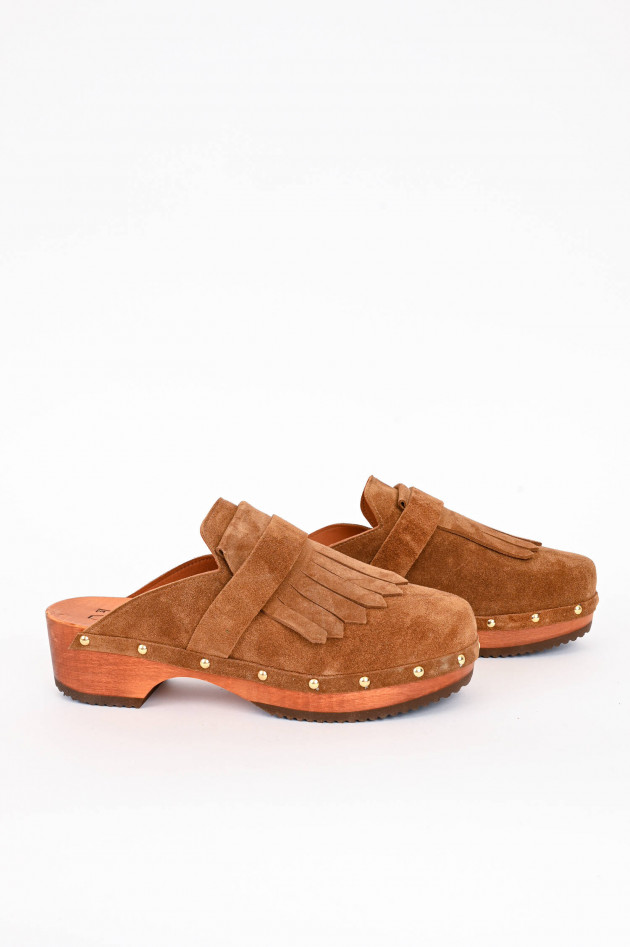ennequadro Clogs aus Veloursleder in Braun