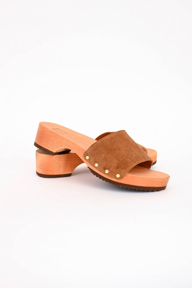 ennequadro Pantolette aus Veloursleder in Braun