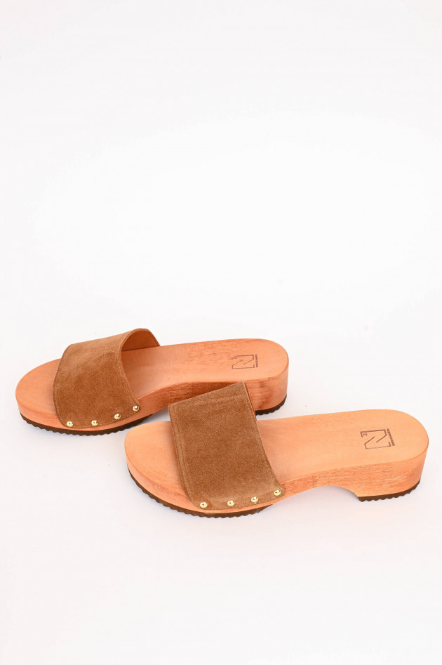 ennequadro Pantolette aus Veloursleder in Braun